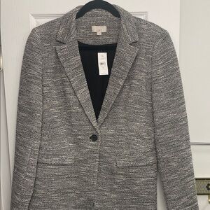 LOFT Women's Textured Black and White Blazer